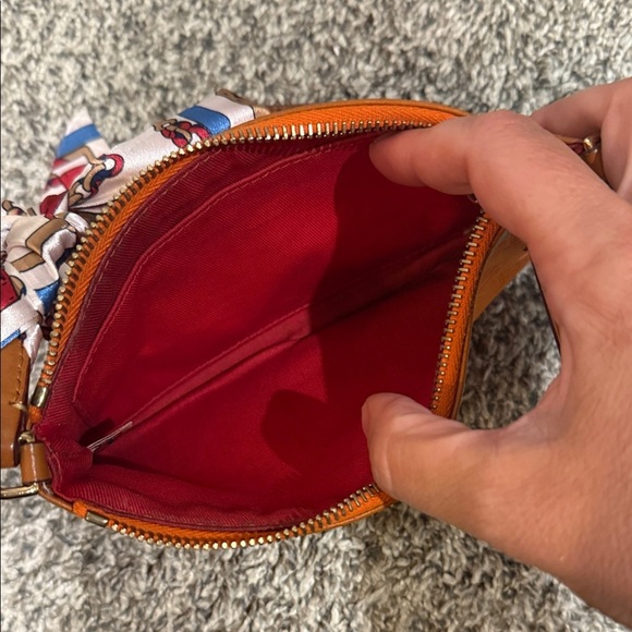 Dooney & Bourke Vibrant Orange Wristlet wallet bag designer purse vintage scarf - Picture 7 of 9